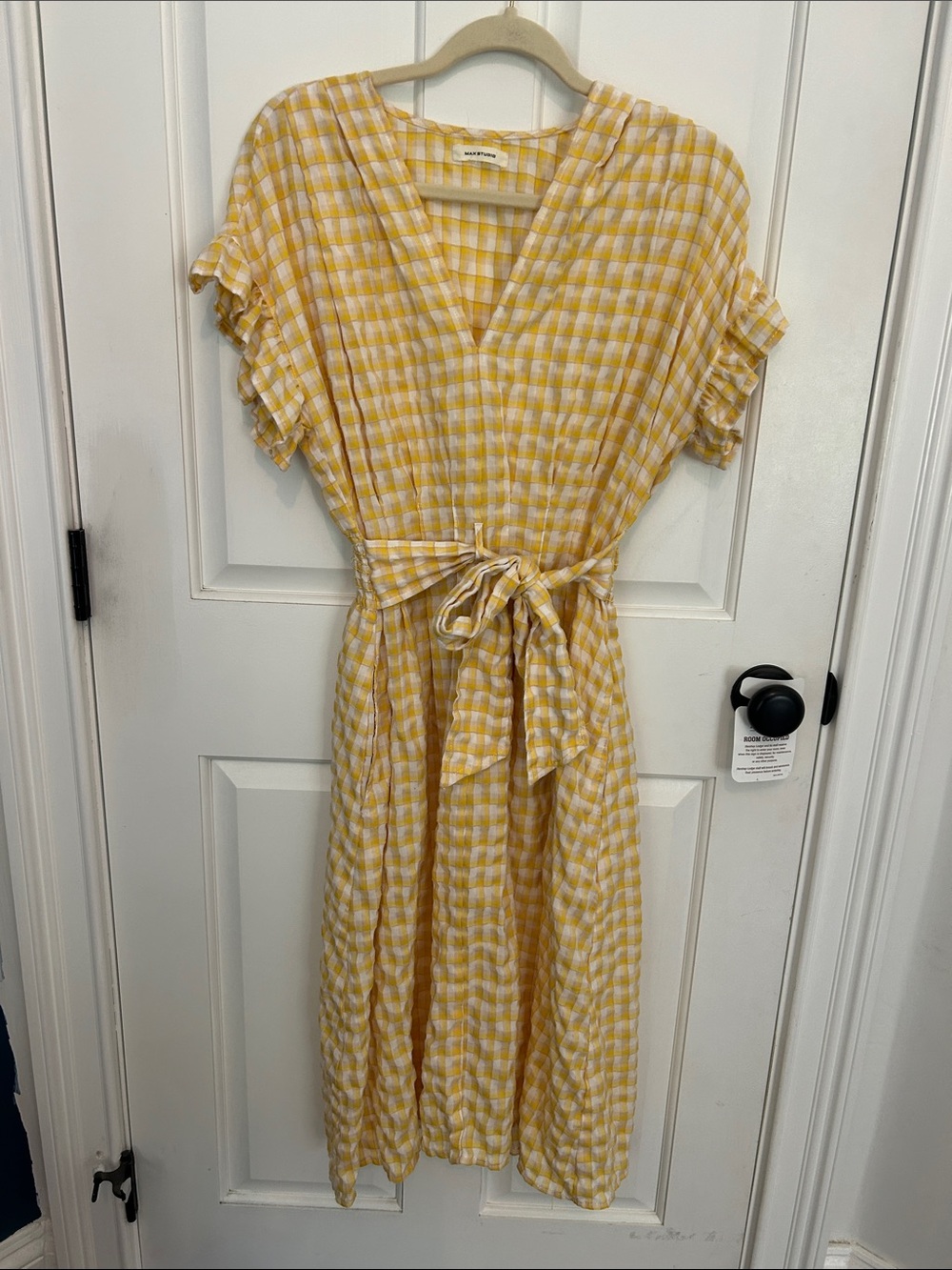 Max studio yellow gingham dress 6